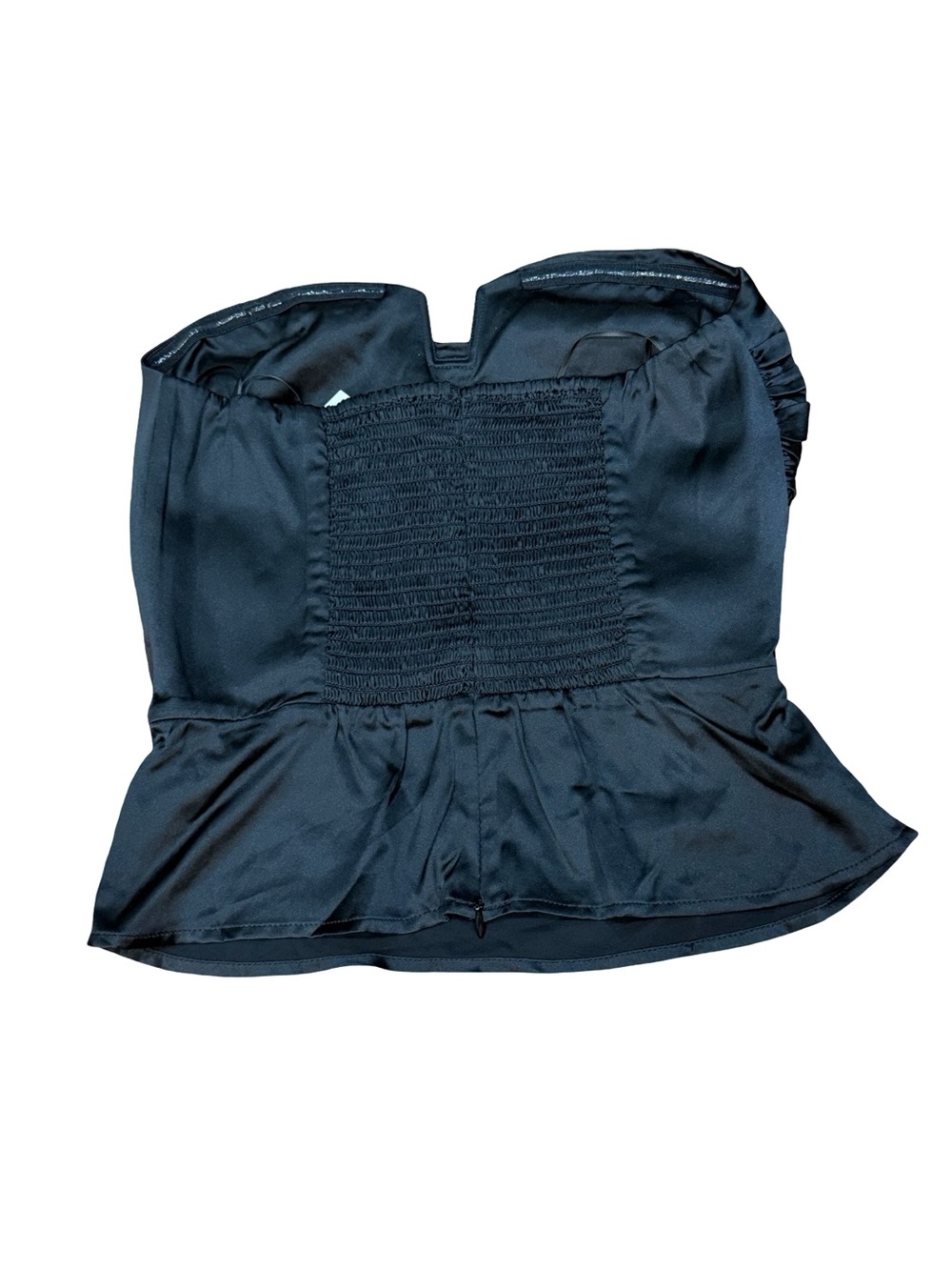 š¤ NWT Reformation Madelyn Silk Top Black Size 6 100% Silk Smocked Back - Picture 9 of 11